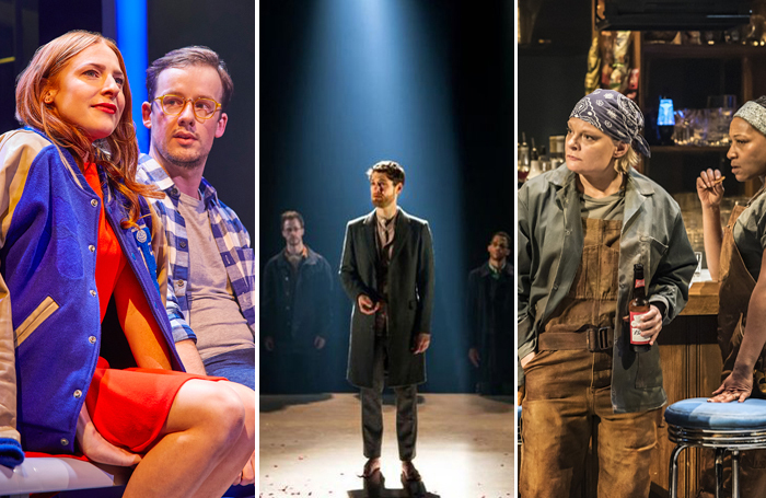 Rosalie Craig and Matthew Seadon Young in Company; Kyle Soller in The Inheritance and Martha Plimpton and Clare Perkins in Sweat. Photos: Brinkhoff/Moegenburg/Johan Persson