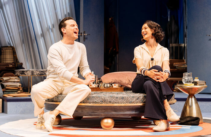 Andrew Scott and Indira Varma in Present Laughter at Old Vic, London. Photo: Manuel Harlan