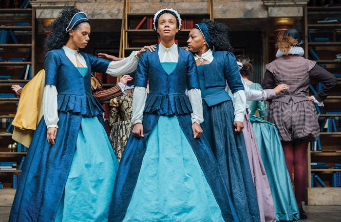 The cast of Emilia performing at Shakespeare's Globe. Photo: Helen Murray