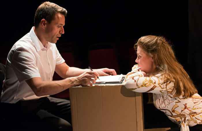 Suzy Whitefield and Jonathan McGarrity in The Censor at Hope Theatre, London. Photo: Lidia Crisafulli