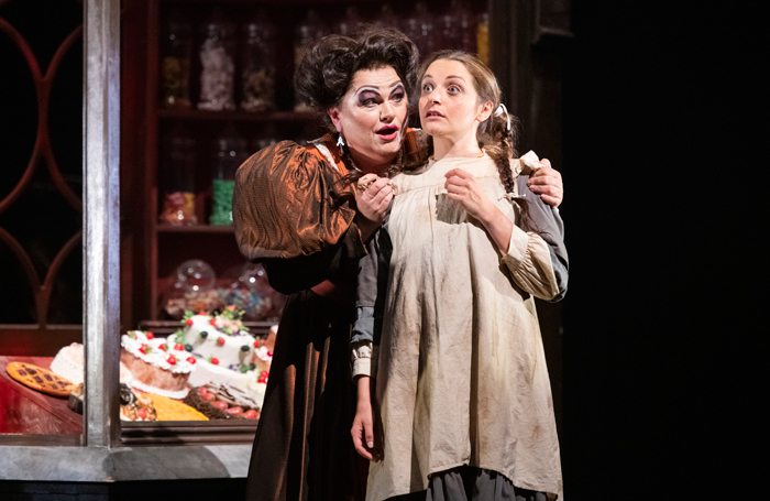 Susan Bullock and Caitlin Hulcup in Hansel und Gretel at Grange Park Opera. Photo: Richard Hubert-Smith