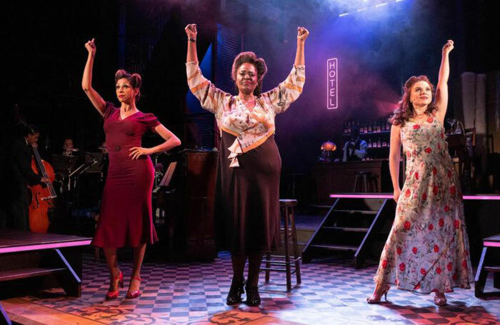 Debbie Kurup, Sharon D Clarke and Gemma Sutton in Blues in the Night at Kiln Theatre, London. Photo: Matt Humphrey