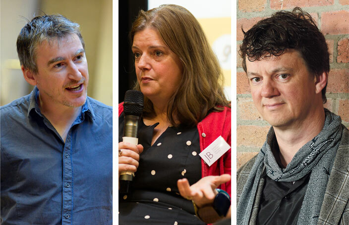 Leeds Playhouse artistic director James Brining (photo: Keith Pattison), Nottingham Playhouse chief executive Stephanie Sirr (photo: James Allan) and Tom Morris (photo: Geraint Lewis), artistic director of Bristol Old Vic, are among leaders from 13 of England's biggest theatres who are warning that
