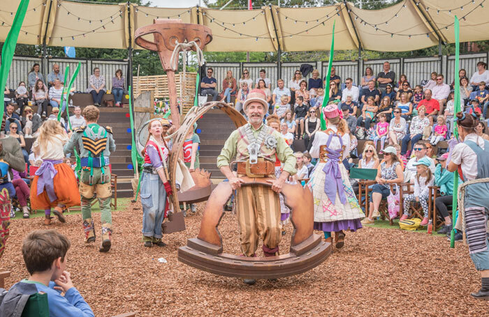 Chris Wright (centre) in The Borrowers at Grosvenor Park Open Air Theatre, Chester. Photo: Mark Carline