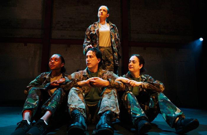 Jessye Romeo, Alvaro Flores, Claire Lebowitz King and Lanna Joffrey in The Time of Our Lies at Park Theatre. Photo: Tomas Turpie