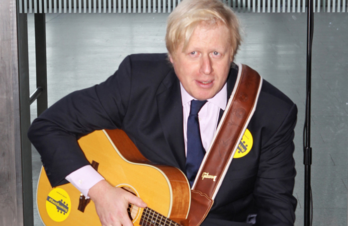 Boris Johnson, launching the #BackBusking campaign, while he was Mayor of London in 2014. Photo: Kois Miah