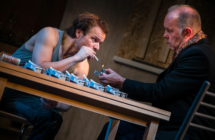 Alec Newman and David Schaal in The Weatherman at Park Theatre, London. Photo: Piers Foley