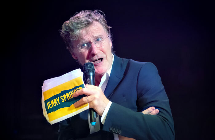Michael Howe in Jerry Springer – The Opera at Hope Mill Theatre, Manchester. Photo: Anthony Robling