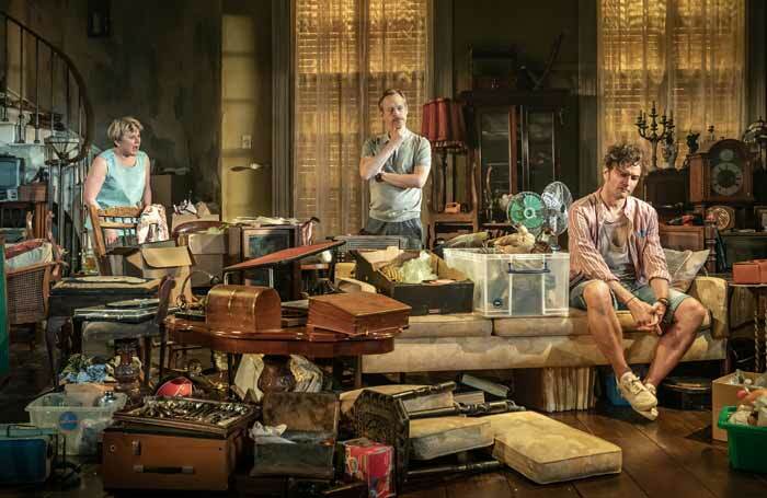 Monica Dolan, Steven Mackintosh and Edward Hogg in Appropriate at the Donmar Warehouse. Photo: Marc Brenner