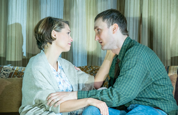 MyAnna Buring and Tom Brooke in A Very Expensive Poison at the Old Vic. Photo: Marc Brenner