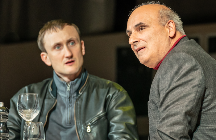 Tom Brooke and Peter Polycarpou in A Very Expensive Poison at the Old Vic. Photo: Marc Brenner