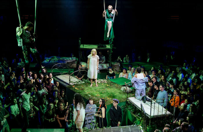 The cast of A Midsummer Night's Dream at Bridge Theatre, London. Photo: Manuel Harlan