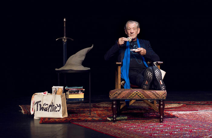 Ian McKellen on Stage With Tolkien, Shakespeare, Others and You at Harold Pinter Theatre, London. Photo: Frederic Aranda