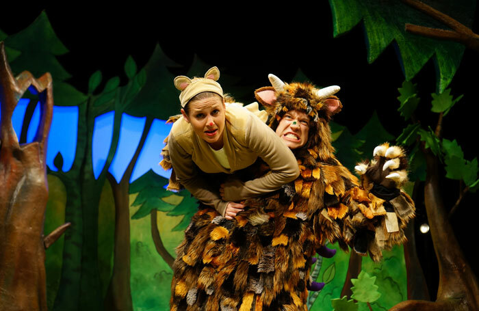 Ellie Bell and Owen Guerin in The Gruffalo at the Vaudeville Theatre, London, in 2015. Photo: Tall Stories