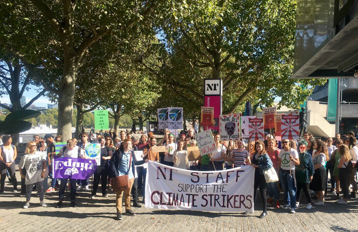 National Theatre strikers at last week's climate rally (September 20, 2019)