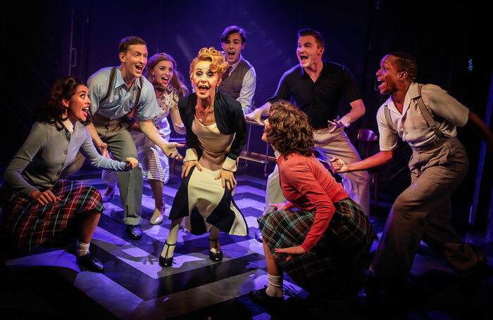 Tracie Bennett and the company of Mame at the Hope Mill Theatre, Manchester. Photo: Pamela Raith