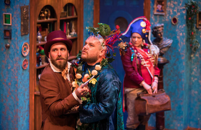 Robert Jack, Grant O'Rourke and Louise McCarthy in The Alchemist at Tron Theatre, Glasgow. Photo: John Johnston