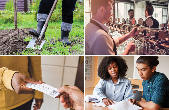 Our panel discusses gardening, bar work,  front-of-house work and tutoring as possible adjacent careers to theatre work. Photos: Shutterstock/Alex Brenner