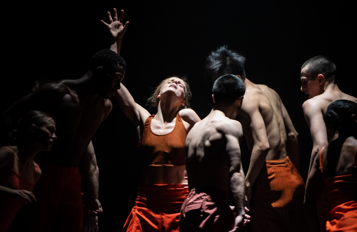 Minouche Van de Ven and the dancers of Rambert2 in Sama. Photo: Stephen Wright