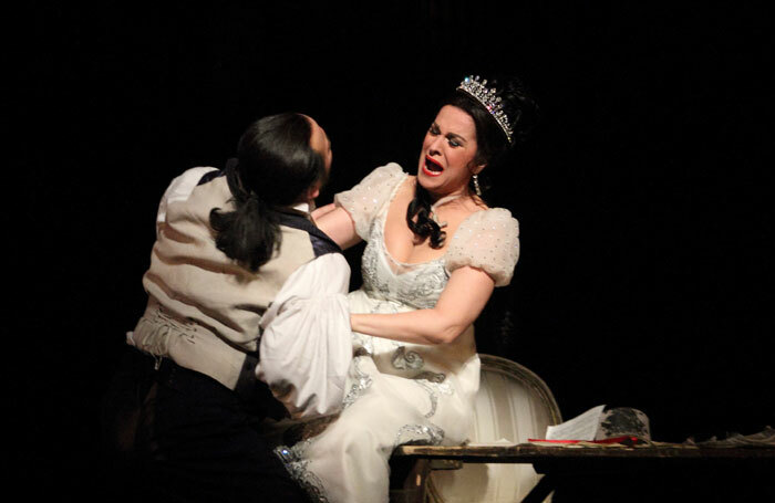 Samuel Youn and Angela Gheorghiu in Tosca at the Royal Opera House. Photo: Catherine Ashmore