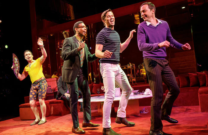 Robin De Jesus, Michael Benjamin Washington, Andrew Rannells and Jim Parsons in The Boys in the Band at Booth Theatre, New York. Photo: Joan Marcus