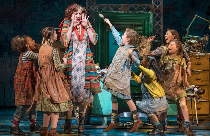 Miranda Hart (centre) in Annie at Piccadilly Theatre. Photo: Paul Coltas