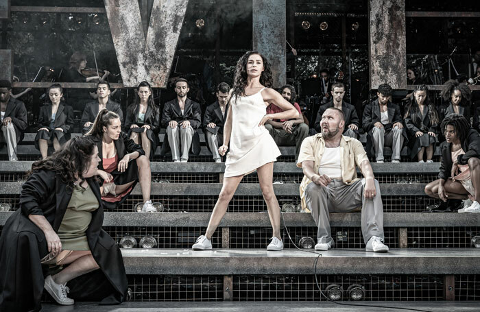 Samantha Pauly and company in Evita at Regent's Park Open Air Theatre, London. Photo: Marc Brenner