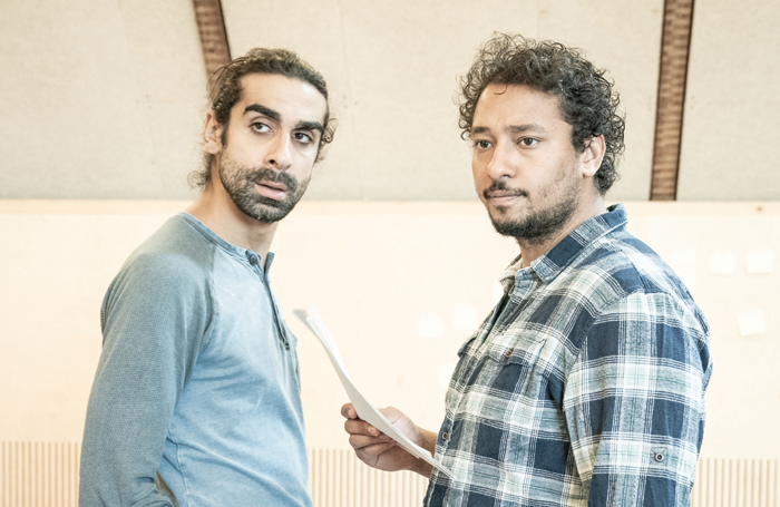 Scott Karim and Irfan Shamji pictured in rehearsals for The Arrival at the Bush Theatre. Photo: Marc Brenner