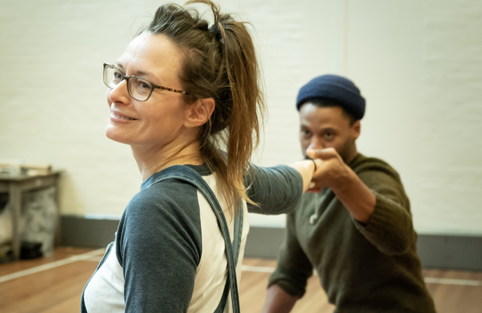 Catherine McCormack and Ira Mandela Siobhan in rehearsals for My Brilliant Friend by Elena Ferrante, one of the few plays written and directed by women to be staged in the National Theatre's Olivier