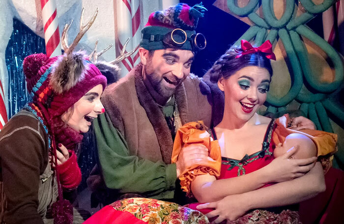 Emily Cairns, Matthew Kellett and Meriel Cunningham in Teh Nativity Panto at the King's Head Theatre, London. Photo: Bill Knight