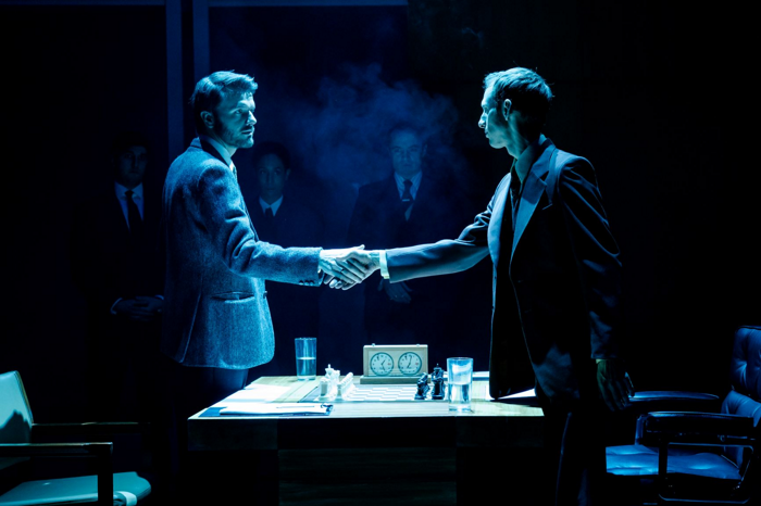 Ronan Raftery and Robert Elms in Ravens: Spassky vs Fischer at Hampstead Theatre, London. Photo: Manuel Harlan