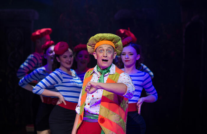 Jon Monie and the ensemble in Beauty and the Beast at Theatre Royal Bath. Photo: Freia Turland