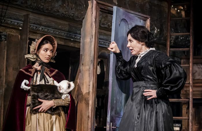 Ruth Ollman (Frederica) and Sally Dexter in Christmas Carol - A Fairy Tale at Wilton's Music Hall. Photo: Tristram Kenton