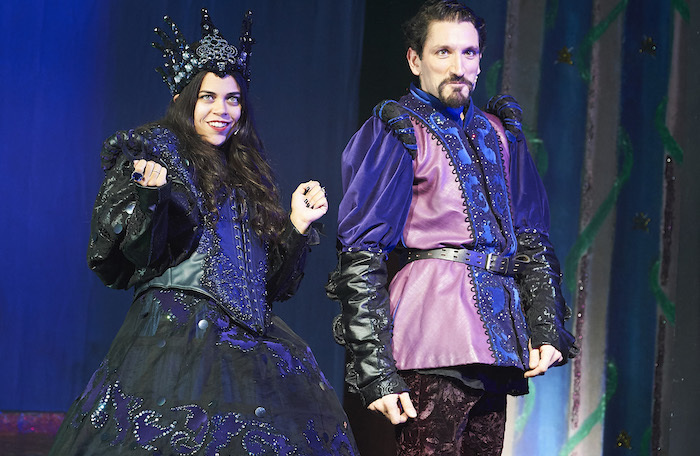 Dev Joshi and Ed Kingsley in Beauty and the Beast at Oxford Playhouse. Photo:  Geraint Lewis
