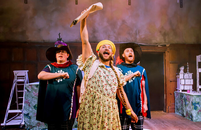 Joshua George Smith, James Dunnell-Smith and John Woodburn in Goldilocks and the Three Musketeers at Battersea Arts Centre, London. Photo: Adam Trigg