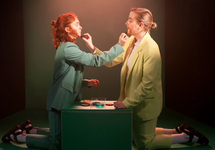 Mary Higgins and Ell Potter in Fitter at Soho Theatre, London. Photo: Holly Revell