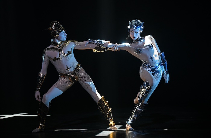 Edward Watson and Olga Smirnova in McGregor and Mugler at the Coliseum. Photo: Sasha Gusov