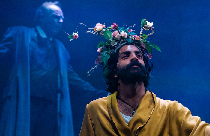 Patrick Ryecart and Nuwan Hugh Perera in A Christmas Carol at the Barn Theatre. Photo: Evoke Pictures