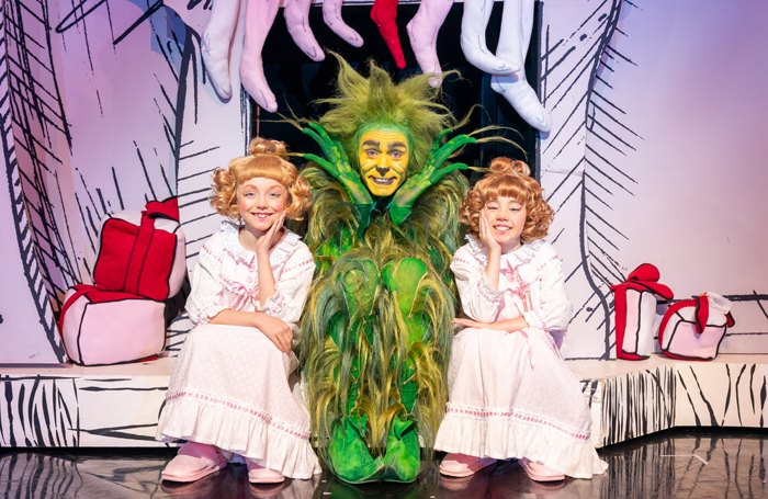 Bebe Massey, Edward Baker-Duly and Eve Corbishley in How the Grinch Stole Christmas. Photo: The Lowry