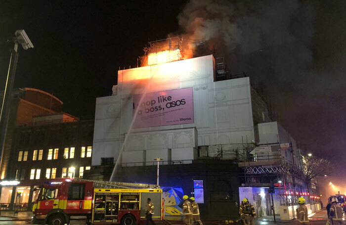 The blaze at live music venue, Koko in Camden. Photo: Oliver Cooper