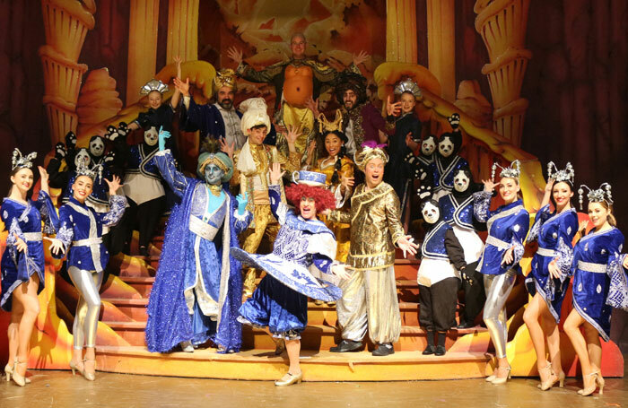 The cast of Aladdin at the Alhambra Theatre, Dunfermline