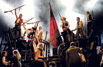 Fire on stage interrupts Les Mis performance