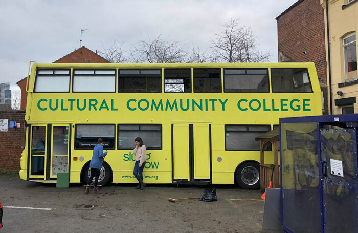 The double-decker bus used by theatre company, Slung Low. Photo: Alan Lane on Twitter