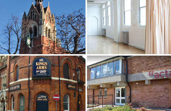 Clockwise from top left: Union Chapel, Jerwood Space, Acta Centre and the King's Arms in Salford