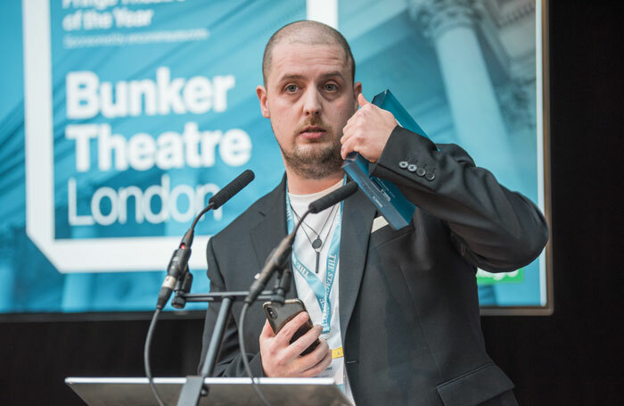 Bunker Theatre artistic director Chris Sonnex at The Stage Awards 2020. Photo: David Monteith-Hodge