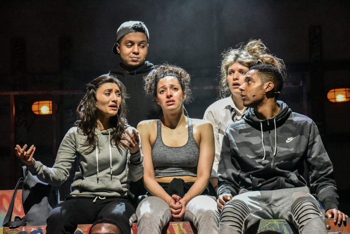 Nigar Yeva, Zak Douglas, Aimee Powell, Kate Donnachie and Khai Shaw in Crongton Knights. Photo: Robert Day