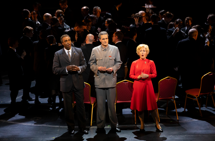 Eric Greene, Nicholas Lester and Julia Sporsén in Scottish Opera's production of Nixon in China. Photo: James Glossop