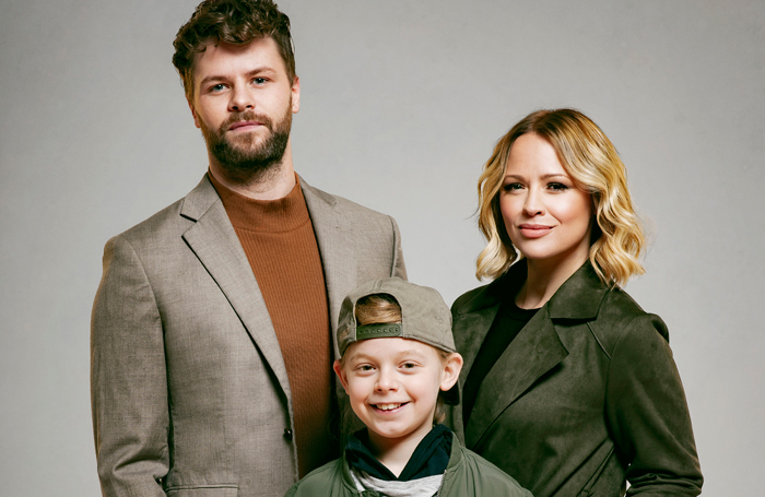 JayMcGuiness,Kimberley-Walsh and Theo Collis, who will play the role of Jonah. Photo: Matt Crockett