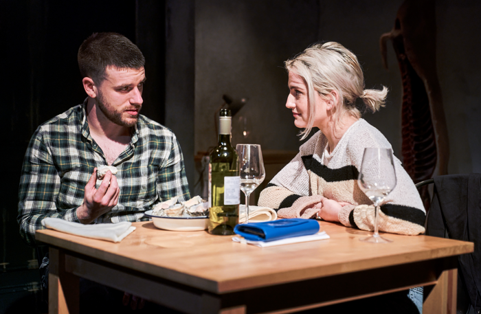 Sean Fox and India Mullen in Meat at Theatre503, London. Photo: Alex Brenner