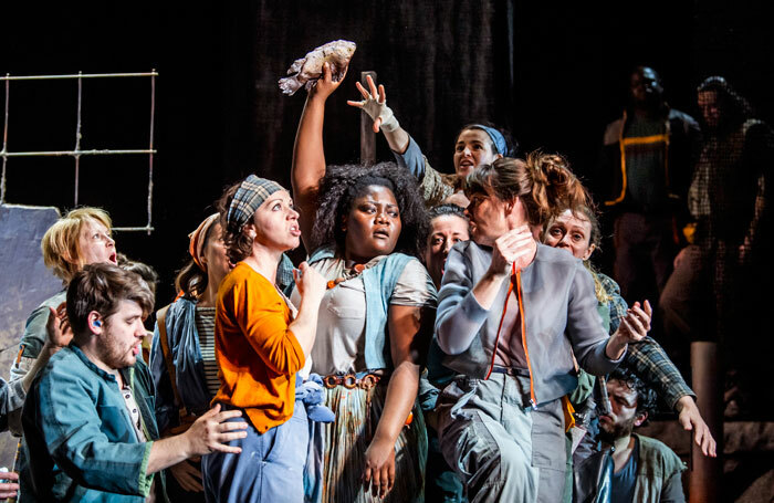 Masabane Cecilia Rangwanasha, centre, in Susanna at the Linbury Theatre, London. Photo: Tristram Kenton